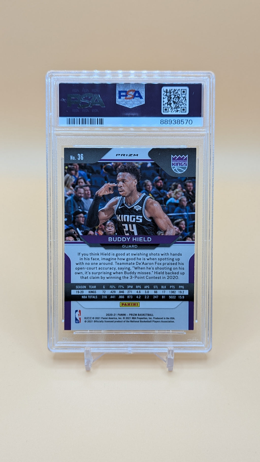 2020 Buddy Hield Tiger stripe Prizm SSP - PSA - 10