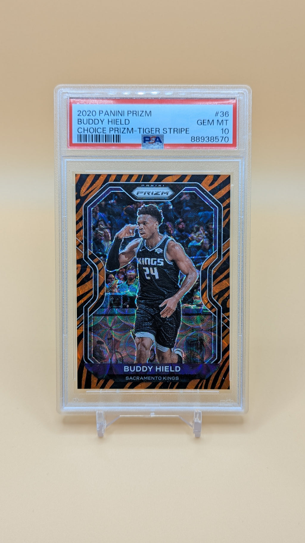 2020 Buddy Hield Tiger stripe Prizm SSP - PSA - 10