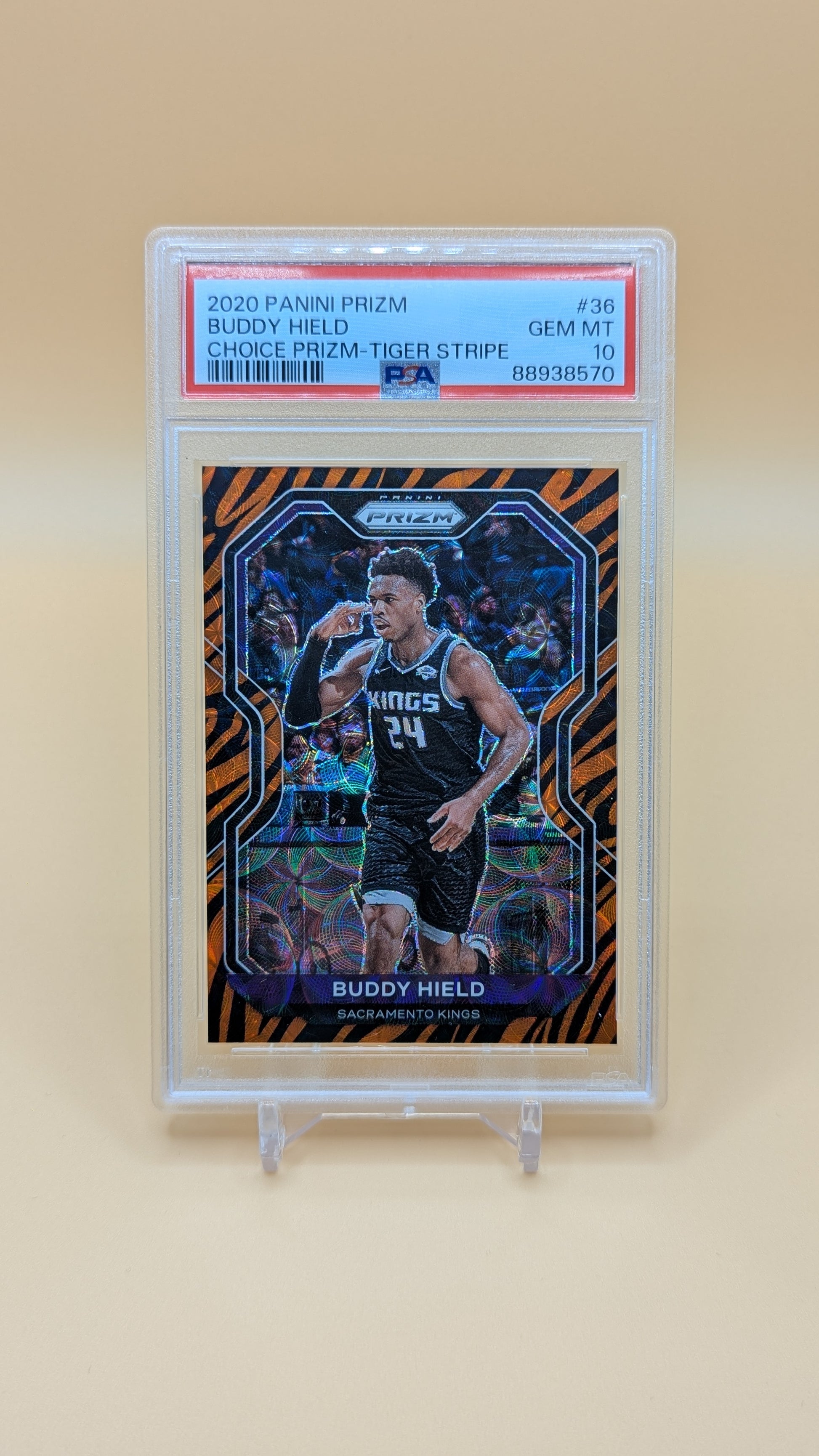 2020 Buddy Hield Tiger stripe Prizm SSP - PSA - 10
