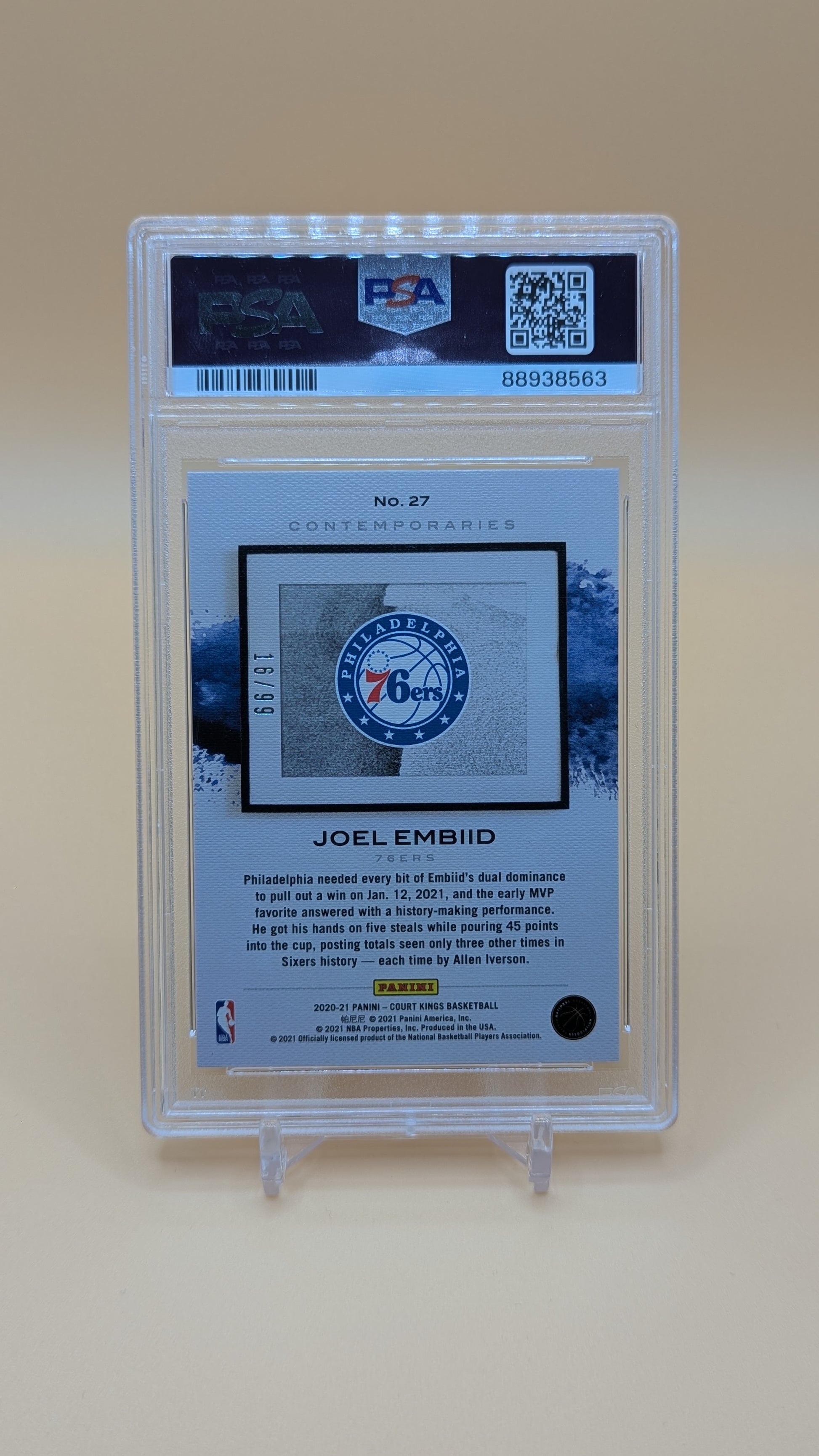 2020 Court Kings Joel Embiid Contemporaries Amethylyst 16/99 - PSA - 10