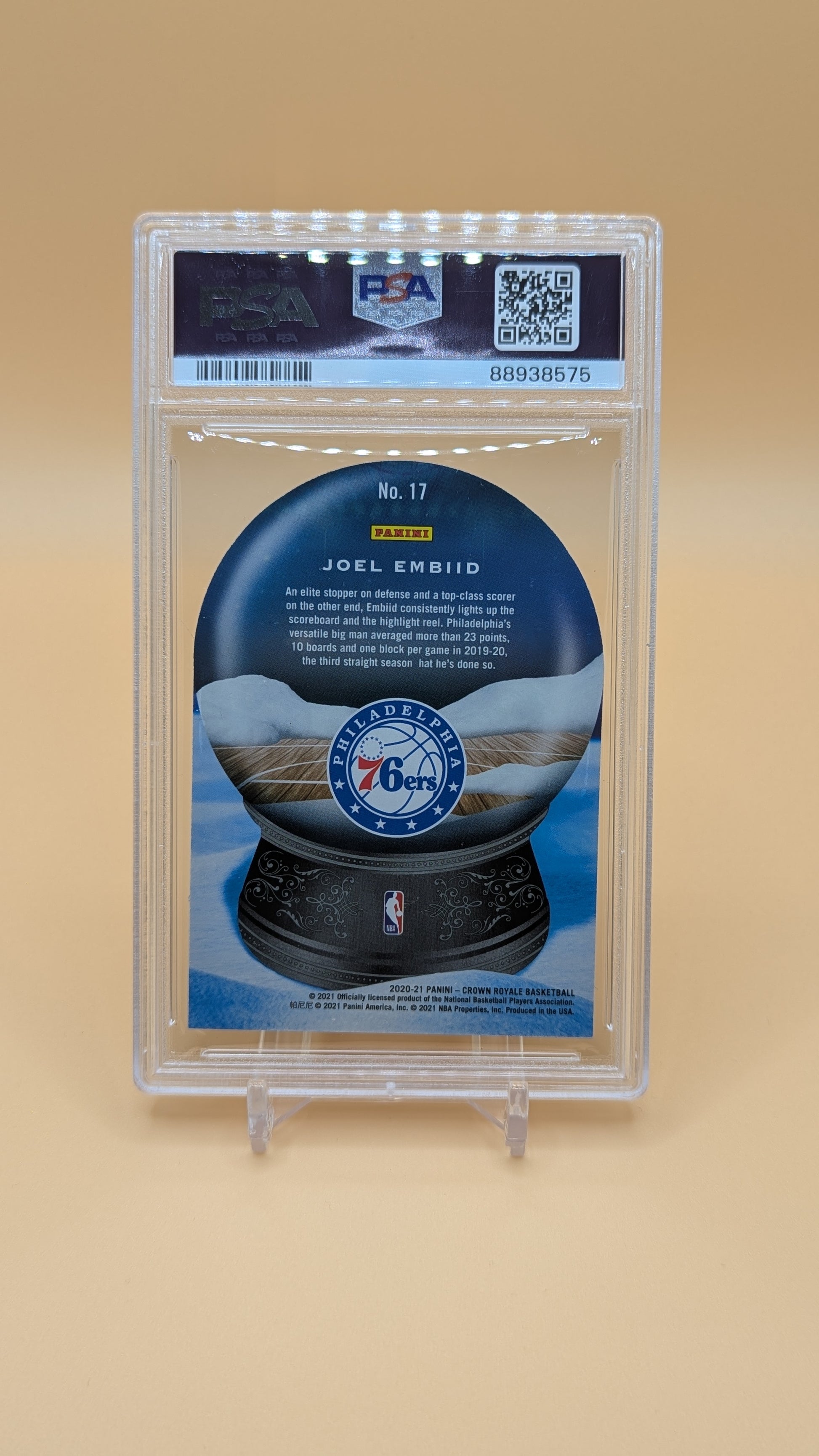 2020 Crown Royale Joe Embiid Snow Globe Red 40/49 SP - PSA - 10