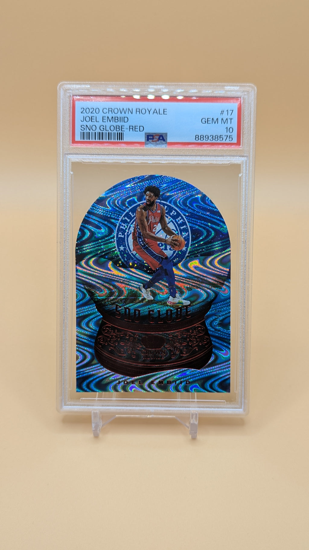 2020 Crown Royale Joe Embiid Snow Globe Red 40/49 SP - PSA - 10