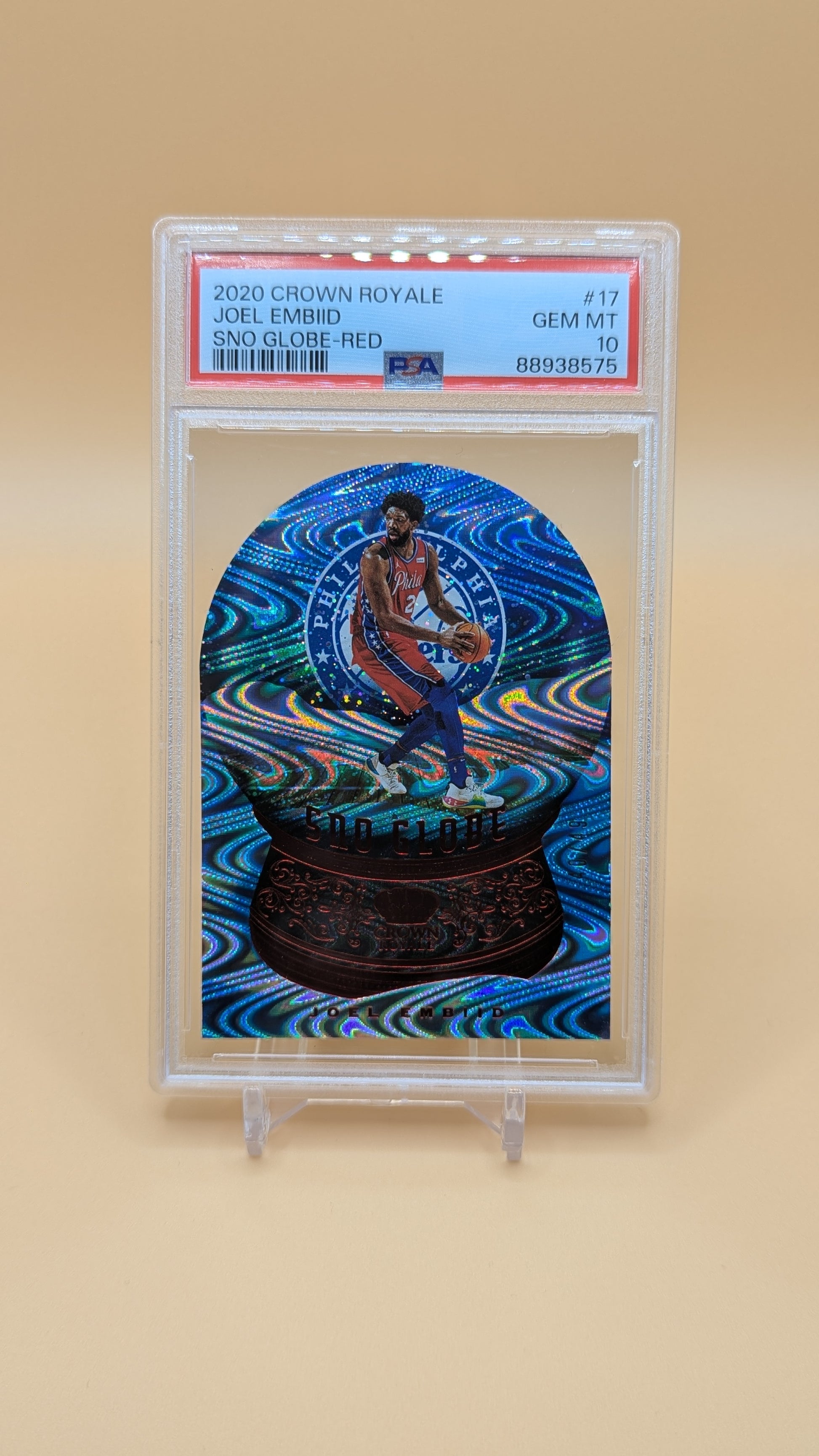 2020 Crown Royale Joe Embiid Snow Globe Red 40/49 SP - PSA - 10