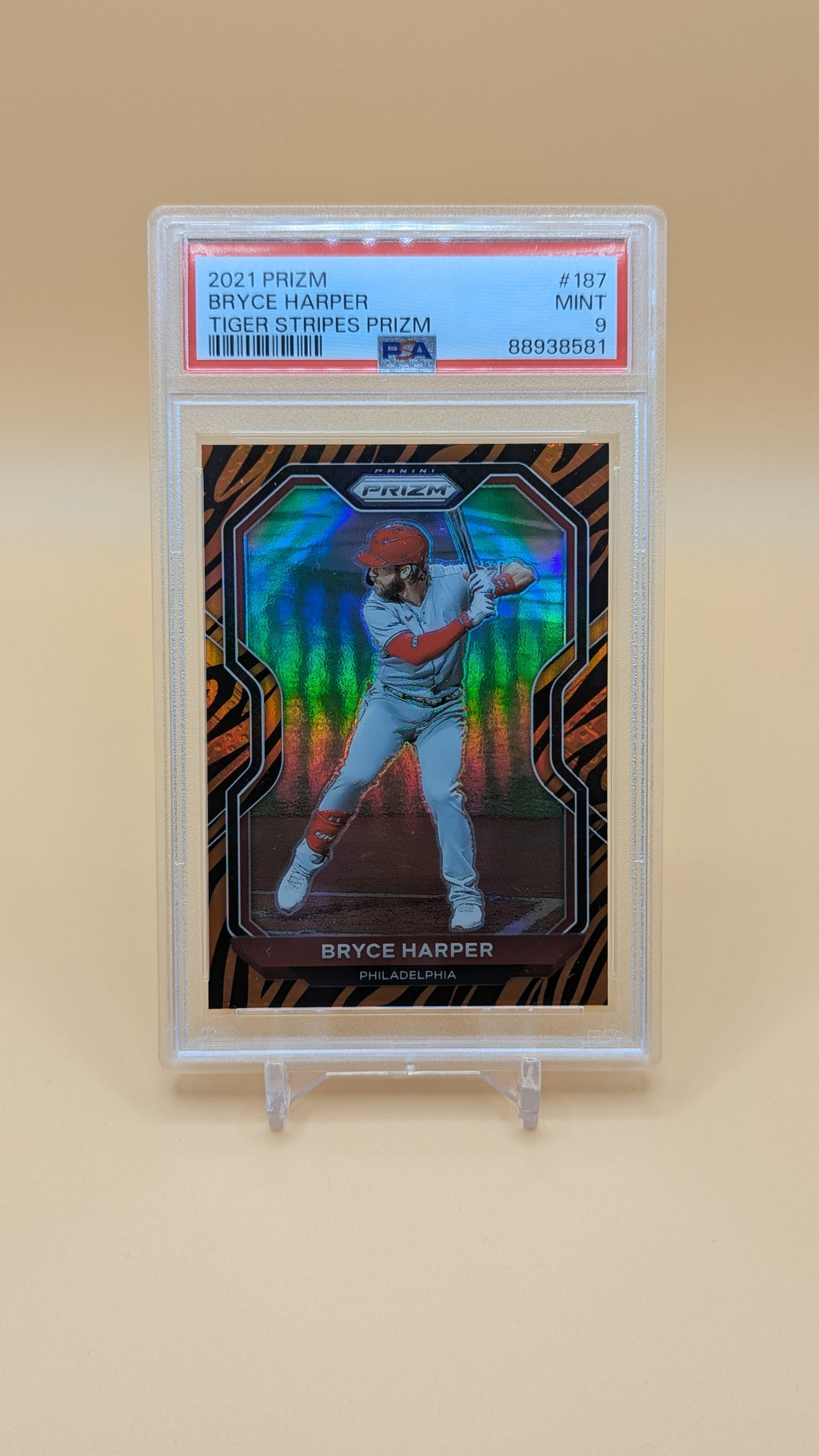 2021 Bryce Harper Tiger Stripes Prizm SSP - PSA - 9