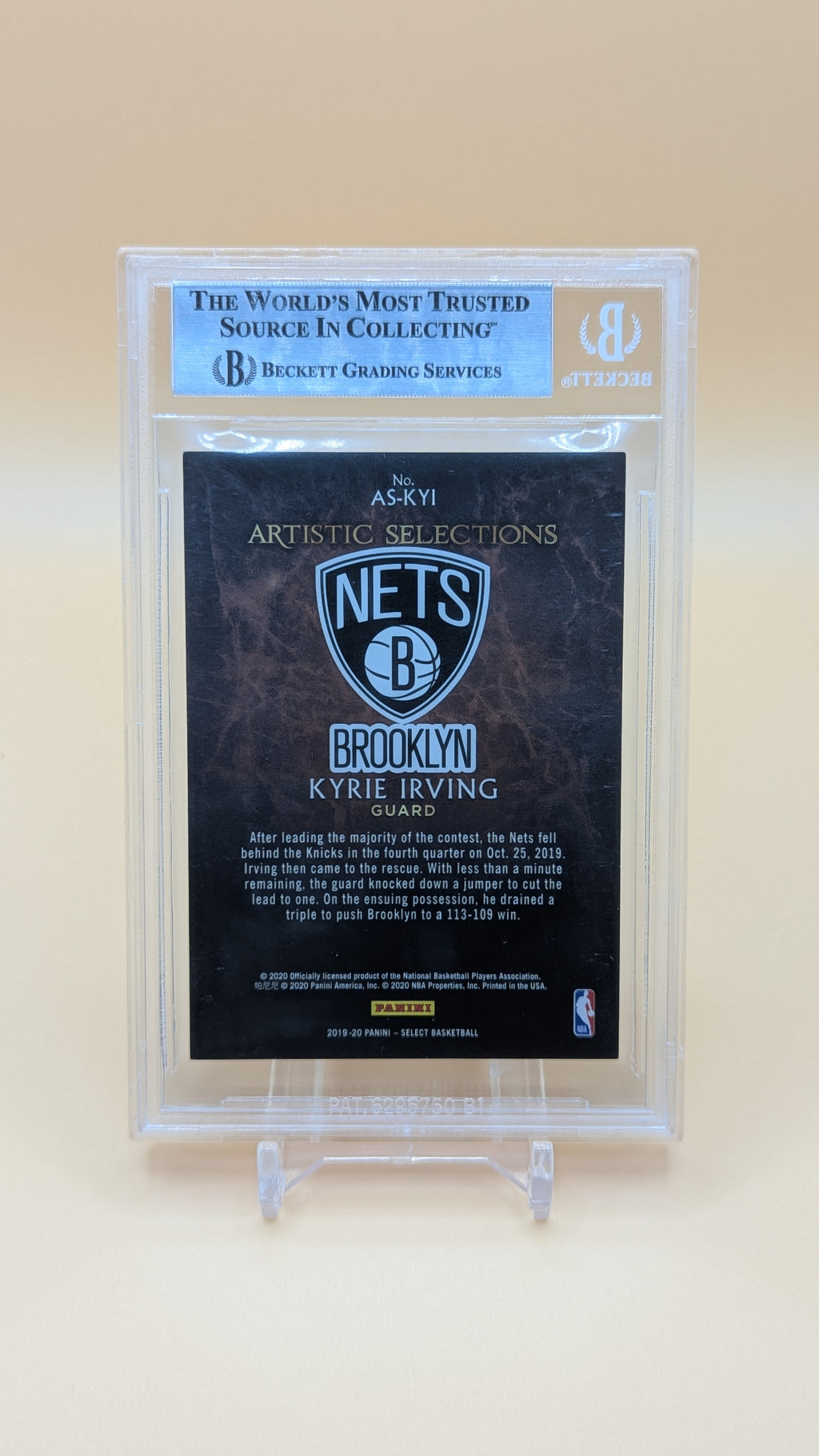 2019-2020 Select Artistic Selections Kyrie Irving SSP - Beckett - 8.5