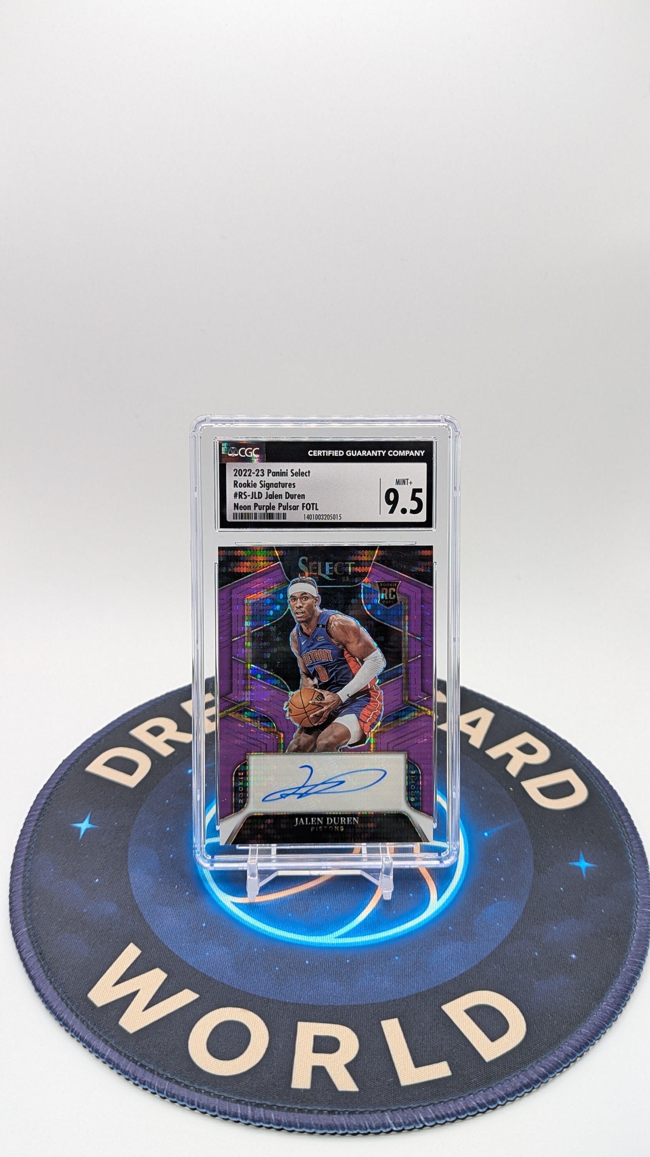 Jalen Duren 2022-23 Select Rookie Signature Fotl Neon Purple Pulsar 9.5