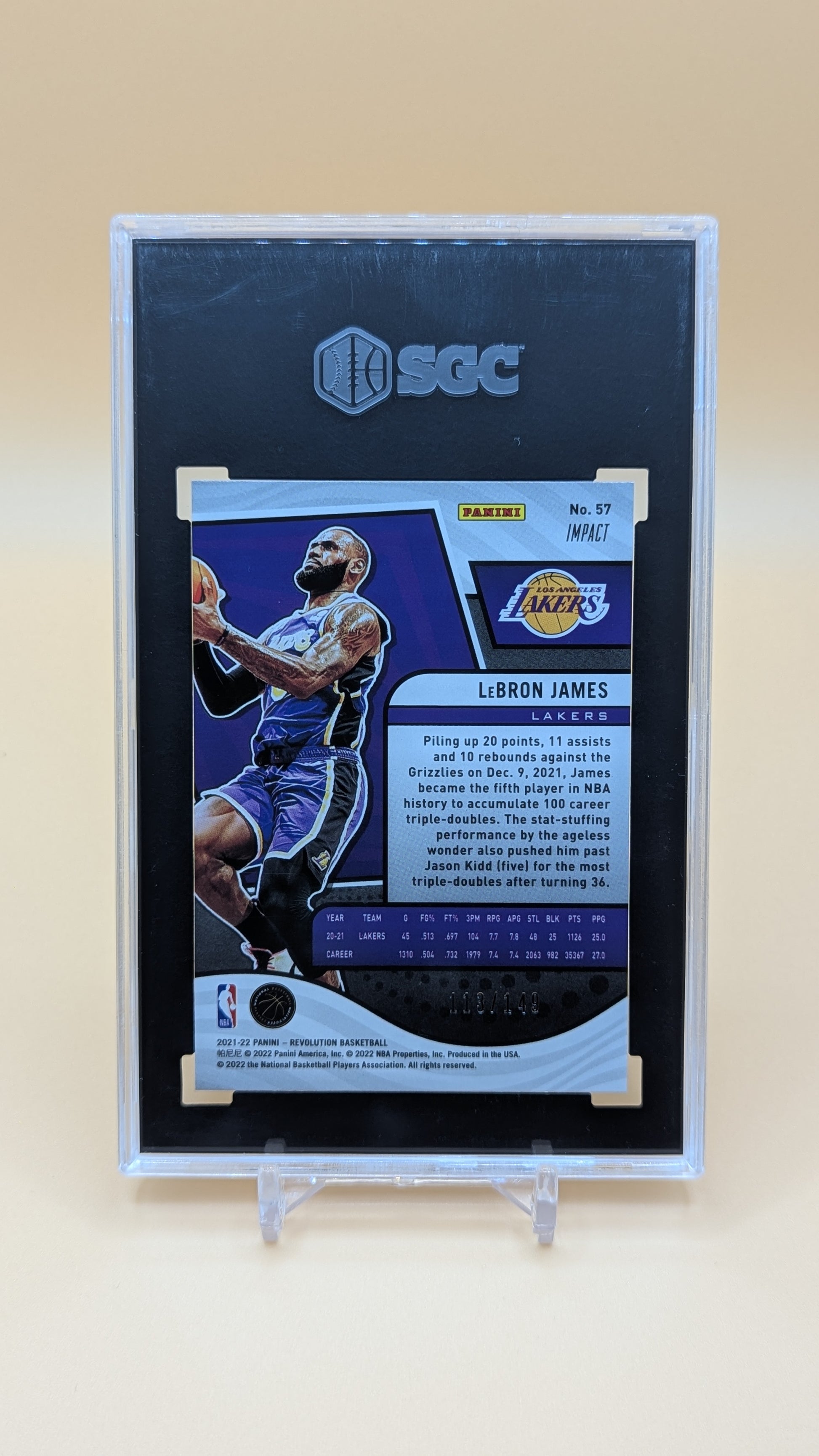 2020-2021 Panini Revolution Lebron James Impact 113/149 - SGC - 10