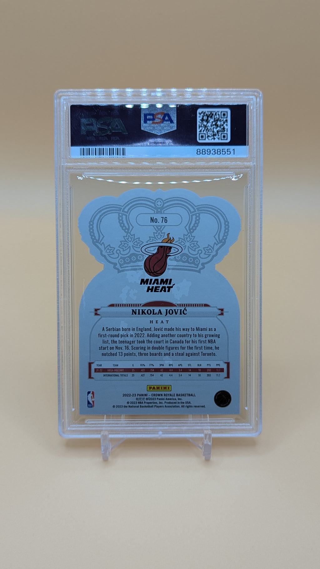 2022 Crown Royale Nikola Jovic Crystal Blue 86/99 - PSA - 9