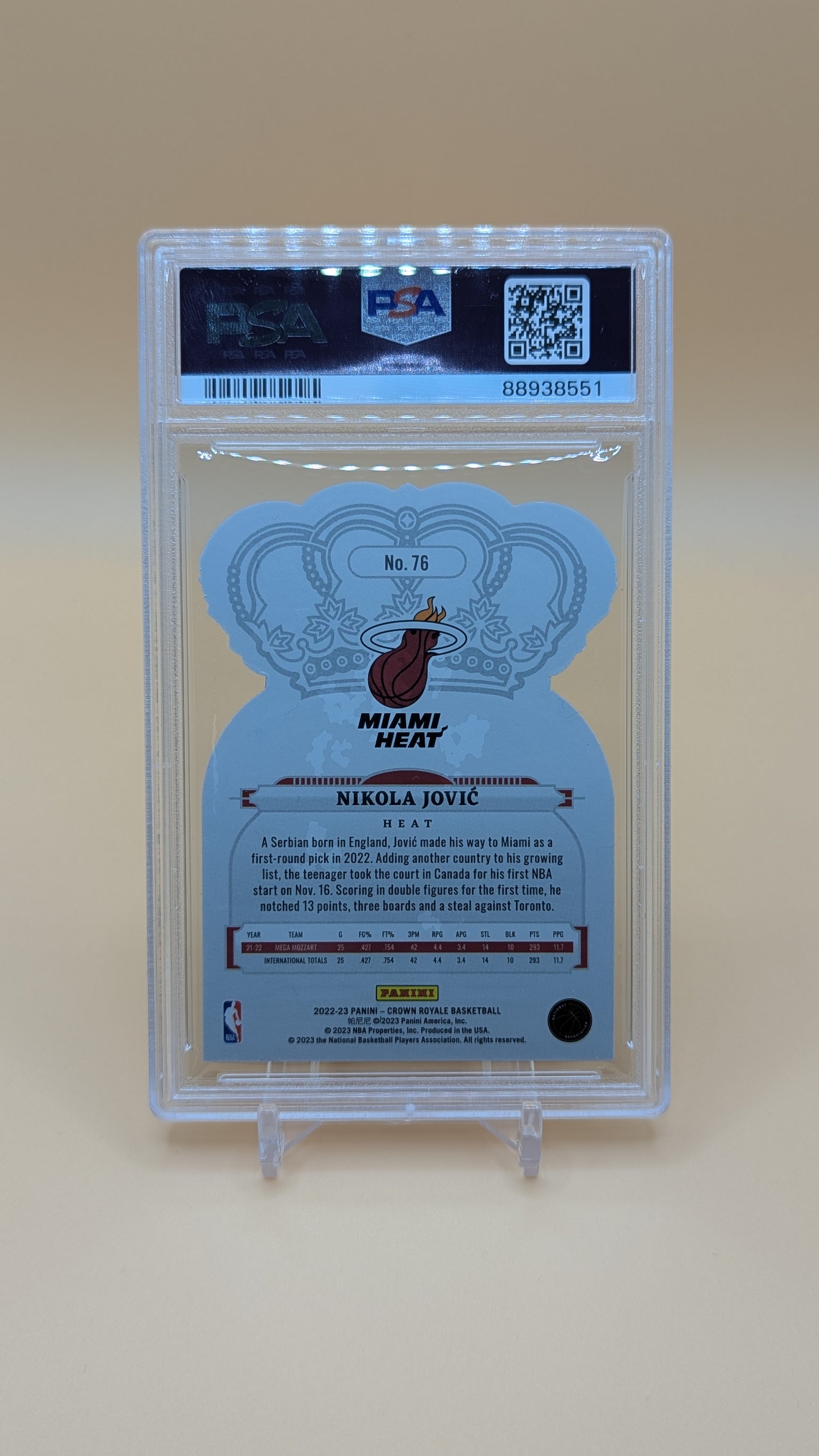 2022 Crown Royale Nikola Jovic Crystal Blue 86/99 - PSA - 9