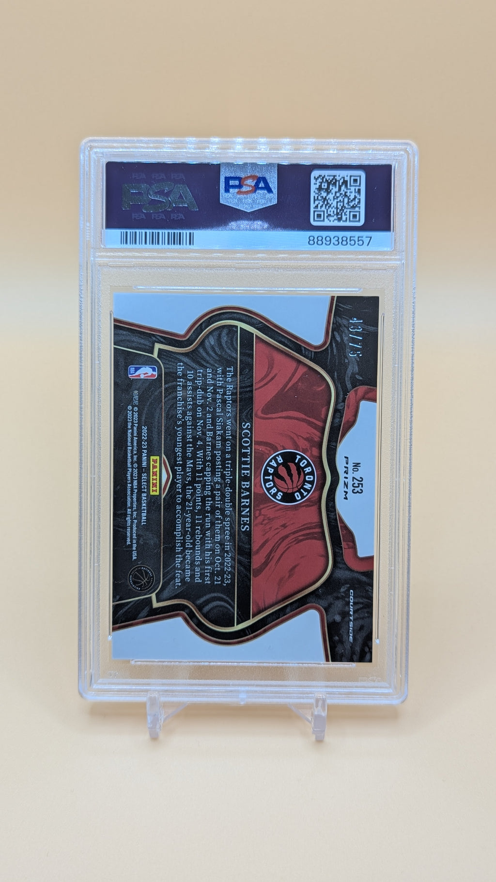 2022 Select Scottie Barnes White Disco Courtside 43/75 - PSA - 10