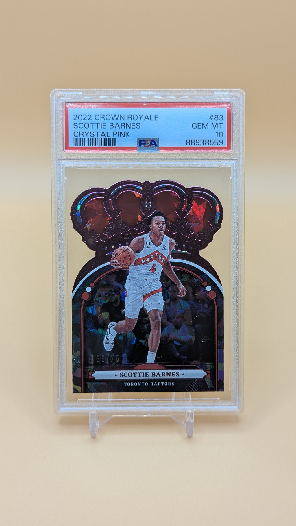 2022 Scottie Barnes Crown Royale Crystal Pink 36/75 - PSA - 10