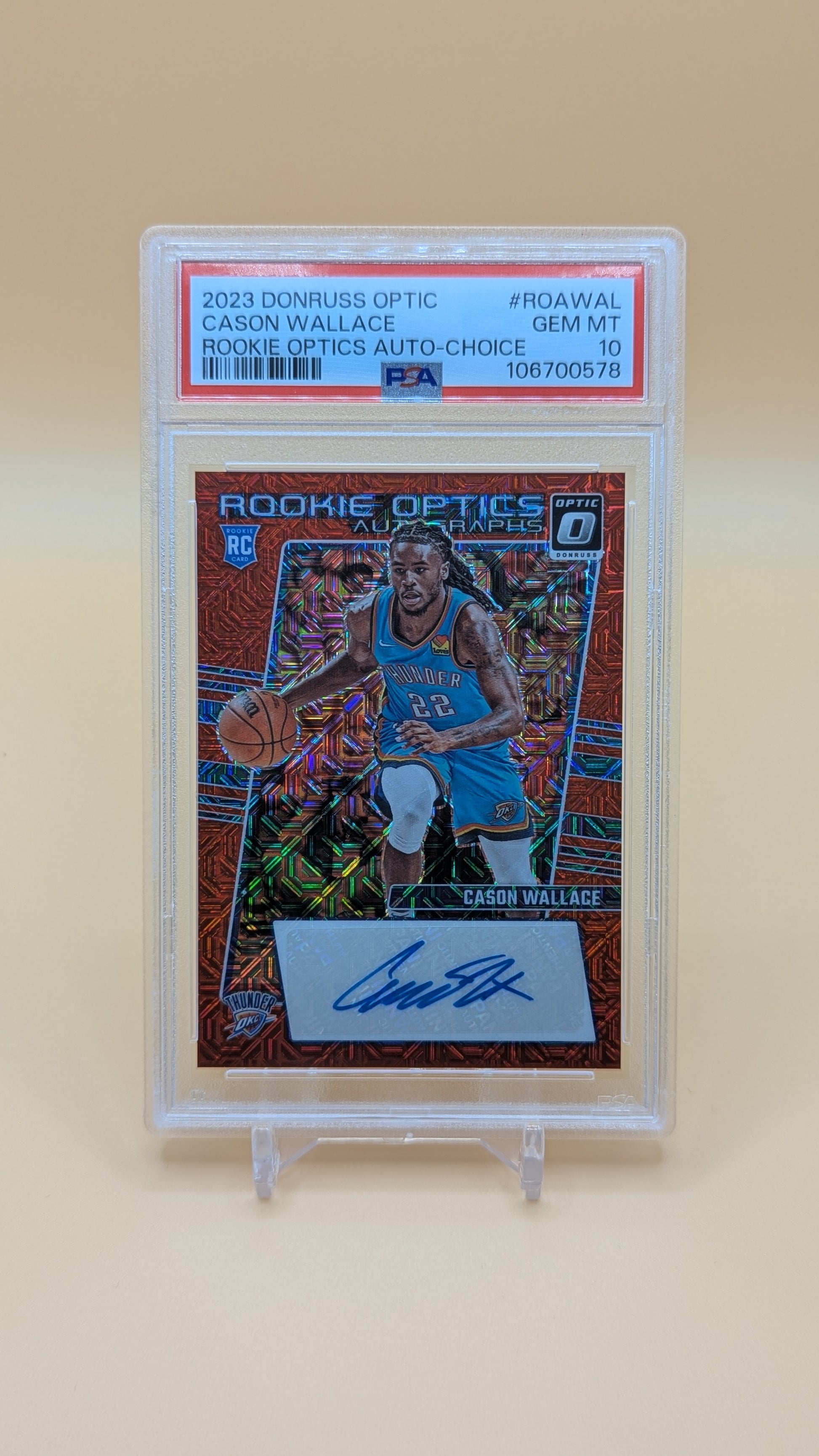 2023 Optic Cason Wallace Auto Red Choice Prizm- RC  - PSA - 10